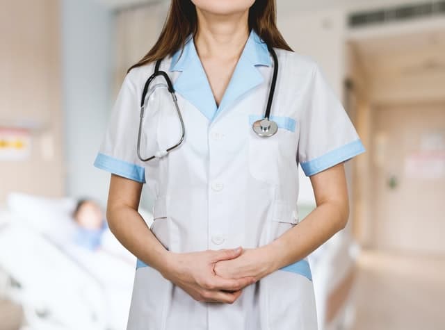 close up of doctor with stethoscope